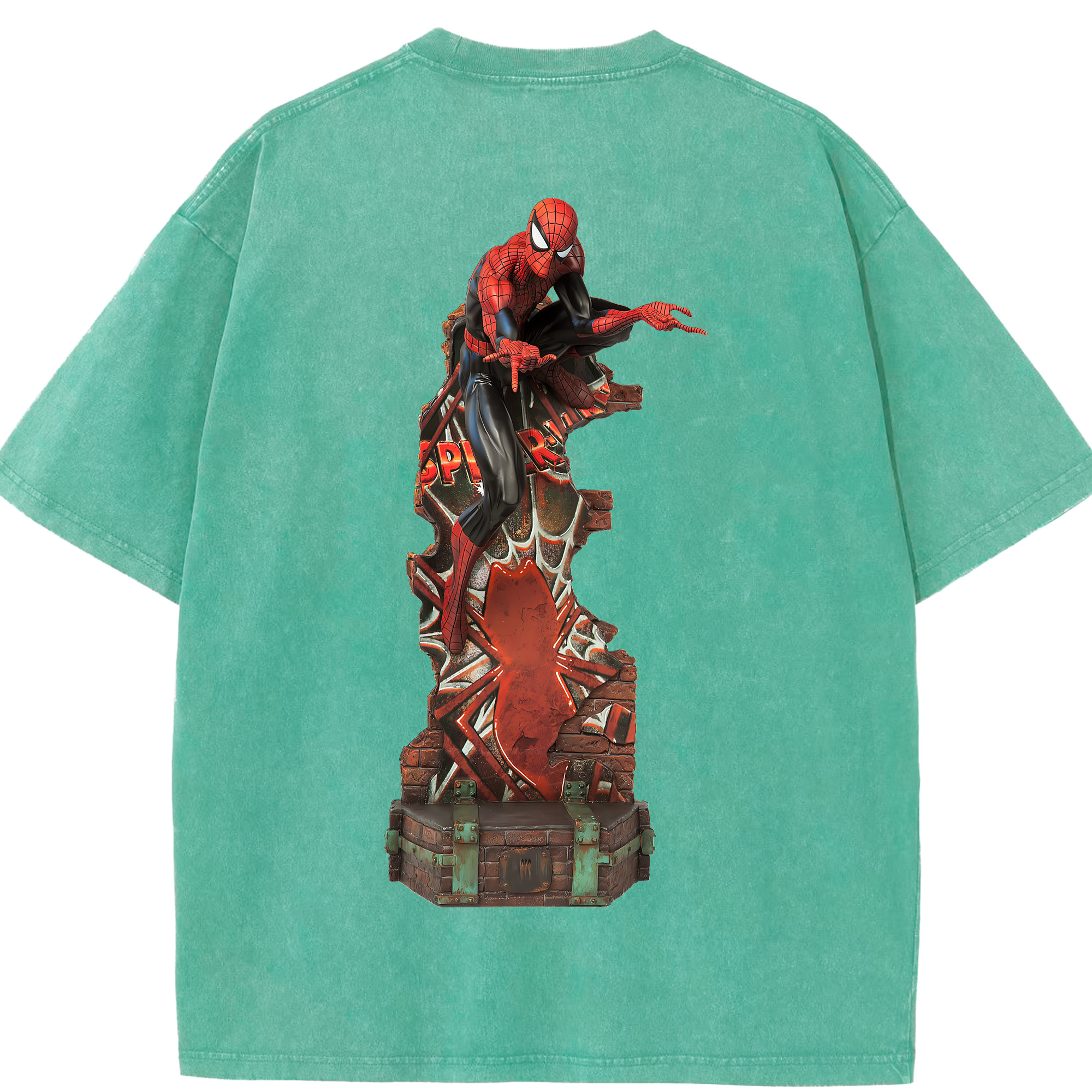 （画像用） Spider Man スパイダーマン 綿100% ヴィンテージ風 半袖Tシャツ（背面プリント）